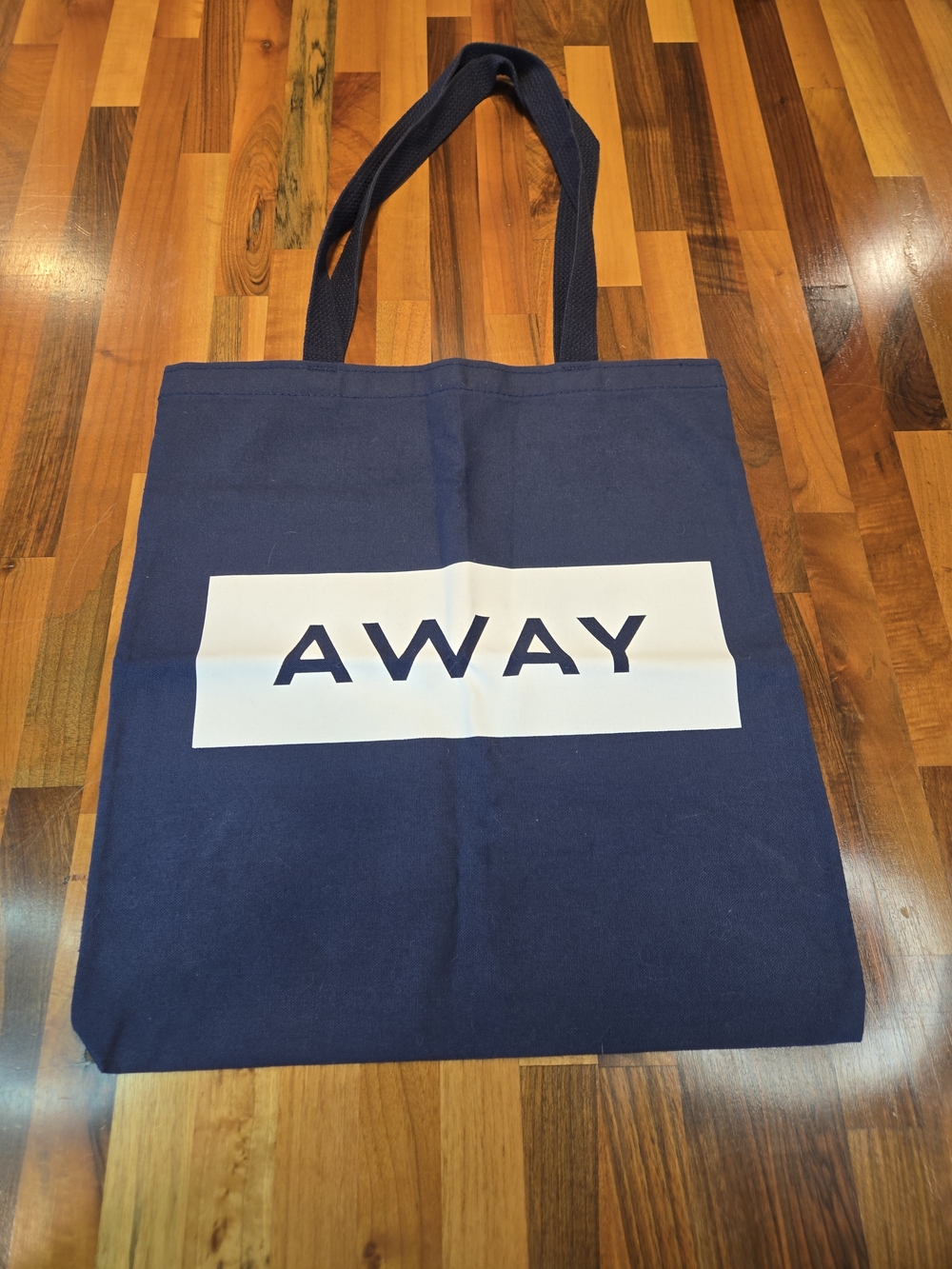 Away Luggage Navy Blue Canvas Logo Tote Bag